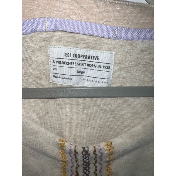 REI Cooperative Oatmeal Embroidered Sweatshirt Pullover - size Large - Picture 3 of 7